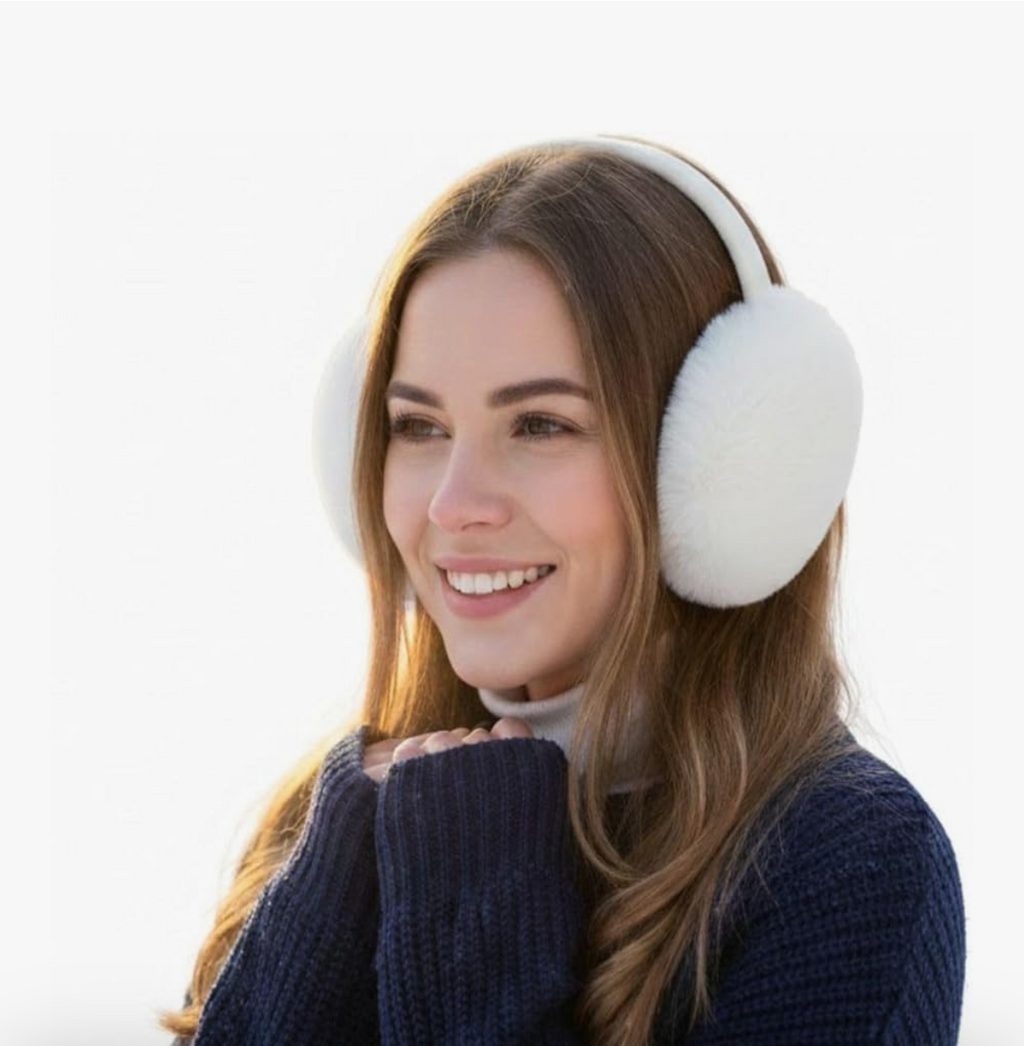 Foldable Fluffy Ear Warmers - White