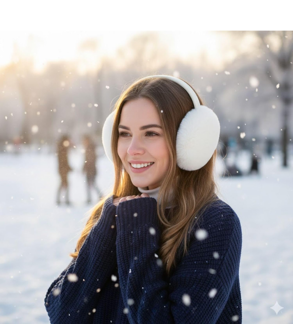 Foldable Fluffy Ear Warmers - White