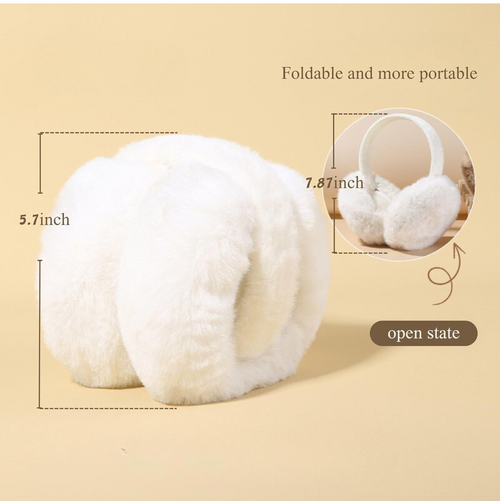 Foldable Fluffy Ear Warmers - White