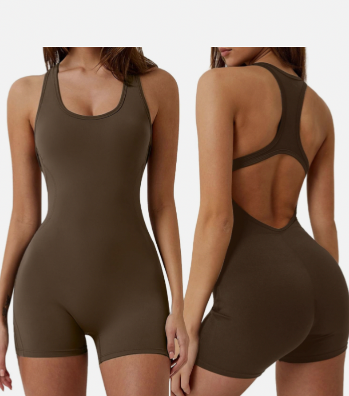 Short Sleeve Unitard - Brown