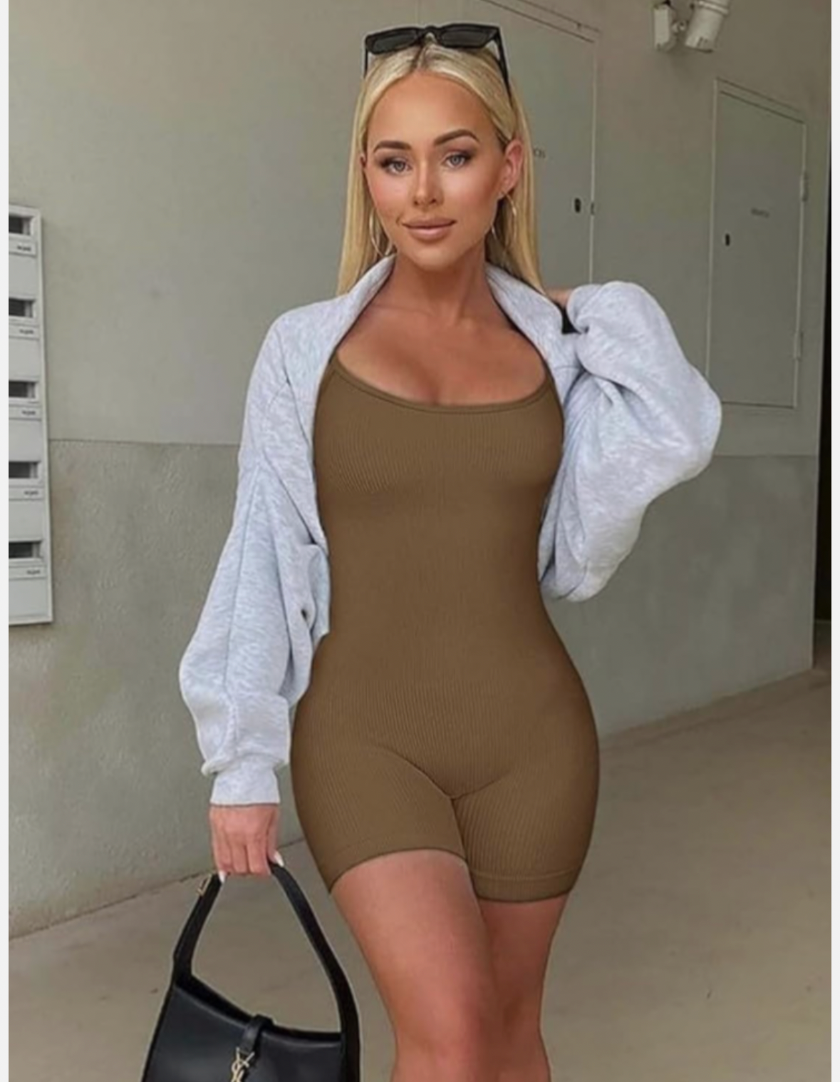 Short Sleeve Unitard - Brown