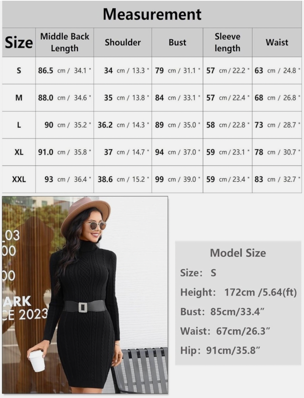 Winter Turtleneck Jumper Dress - Black