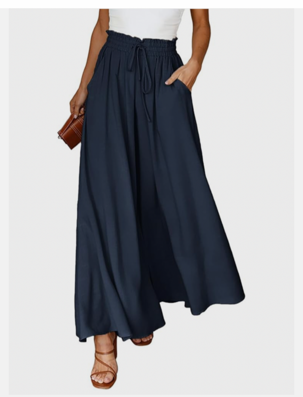 Wide Leg Trousers - Navy Blue