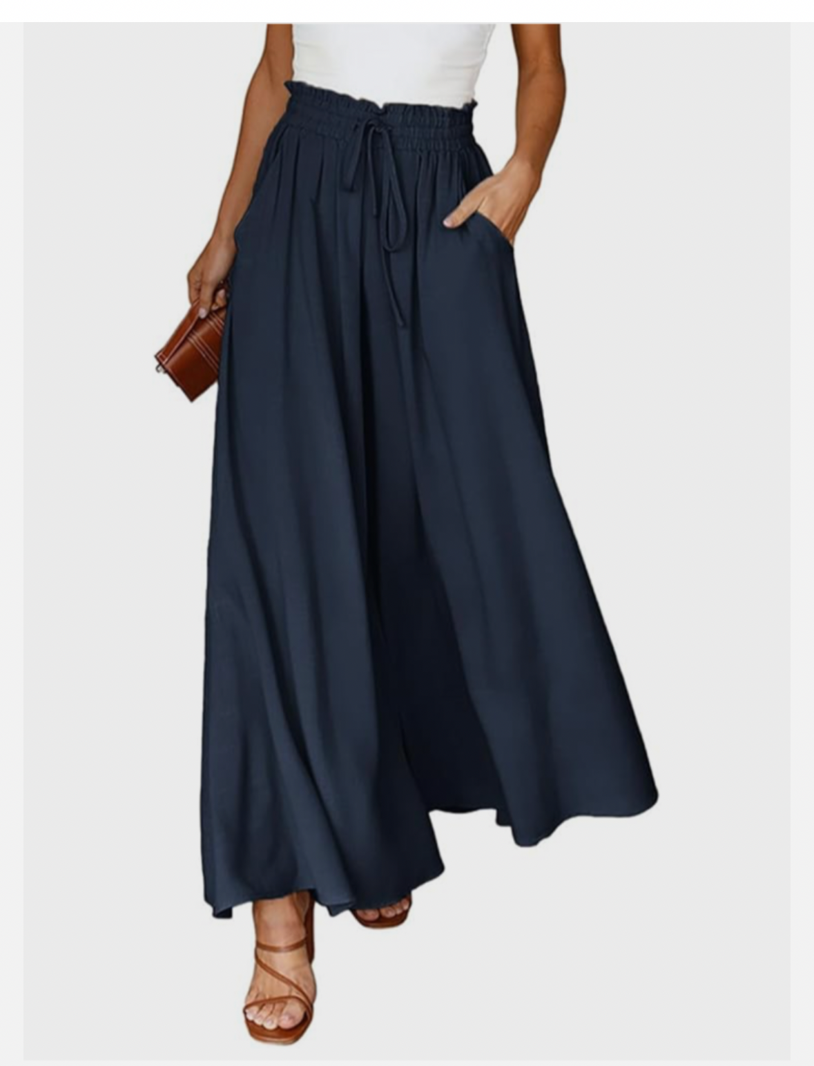 Wide Leg Trousers - Navy Blue