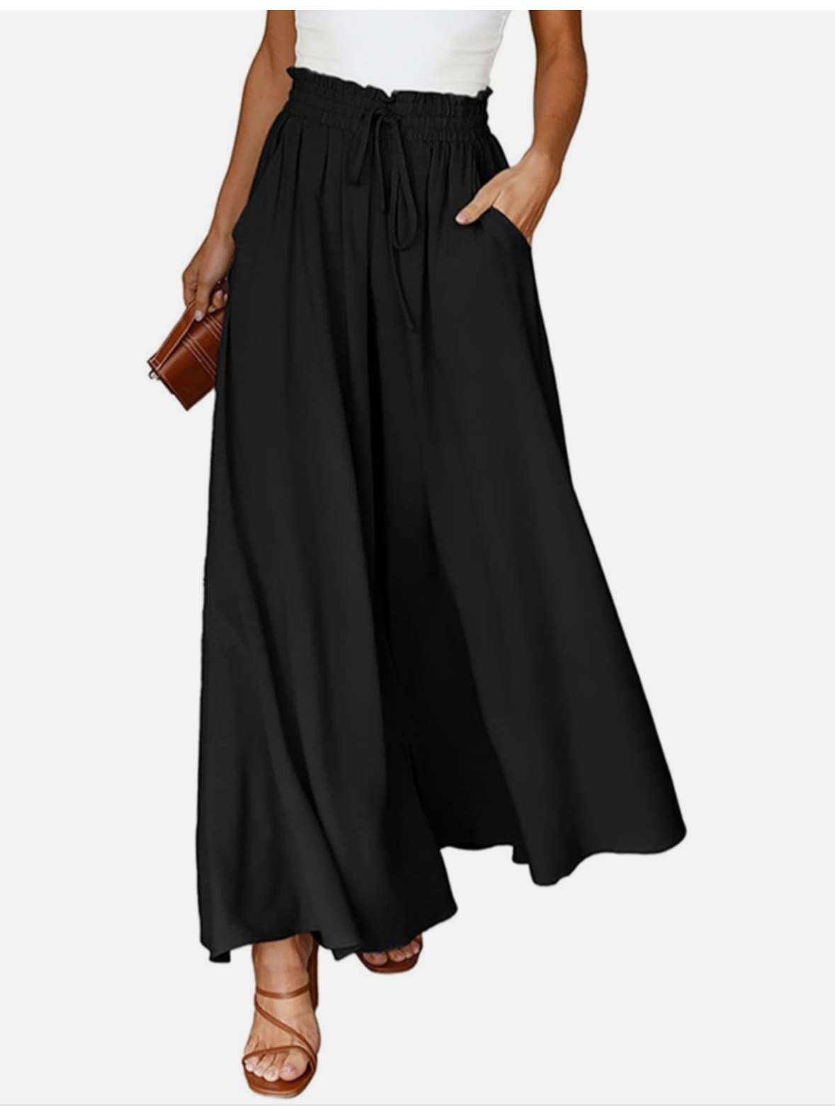 Wide Leg Trousers - Black
