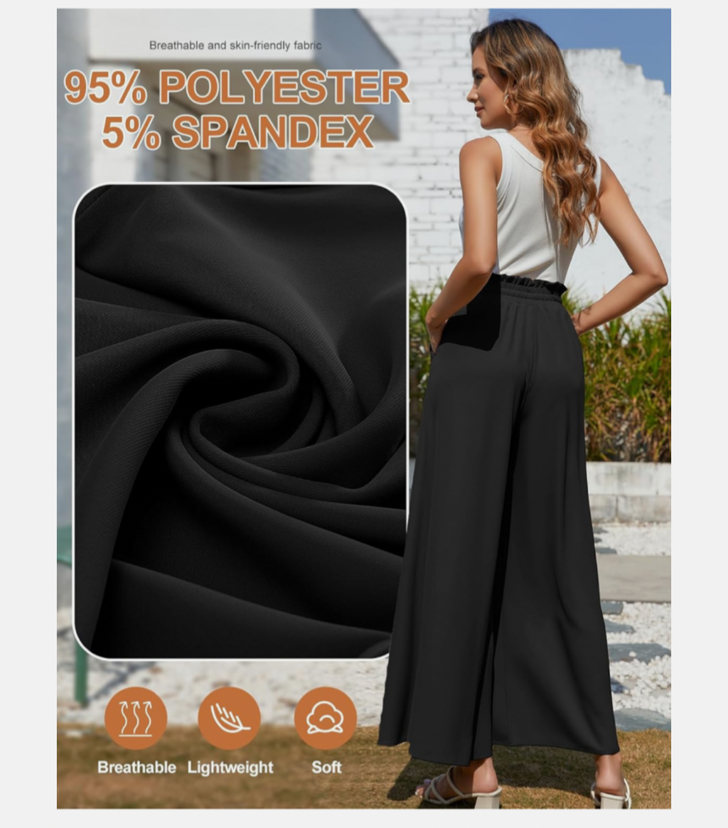 Wide Leg Trousers - Black