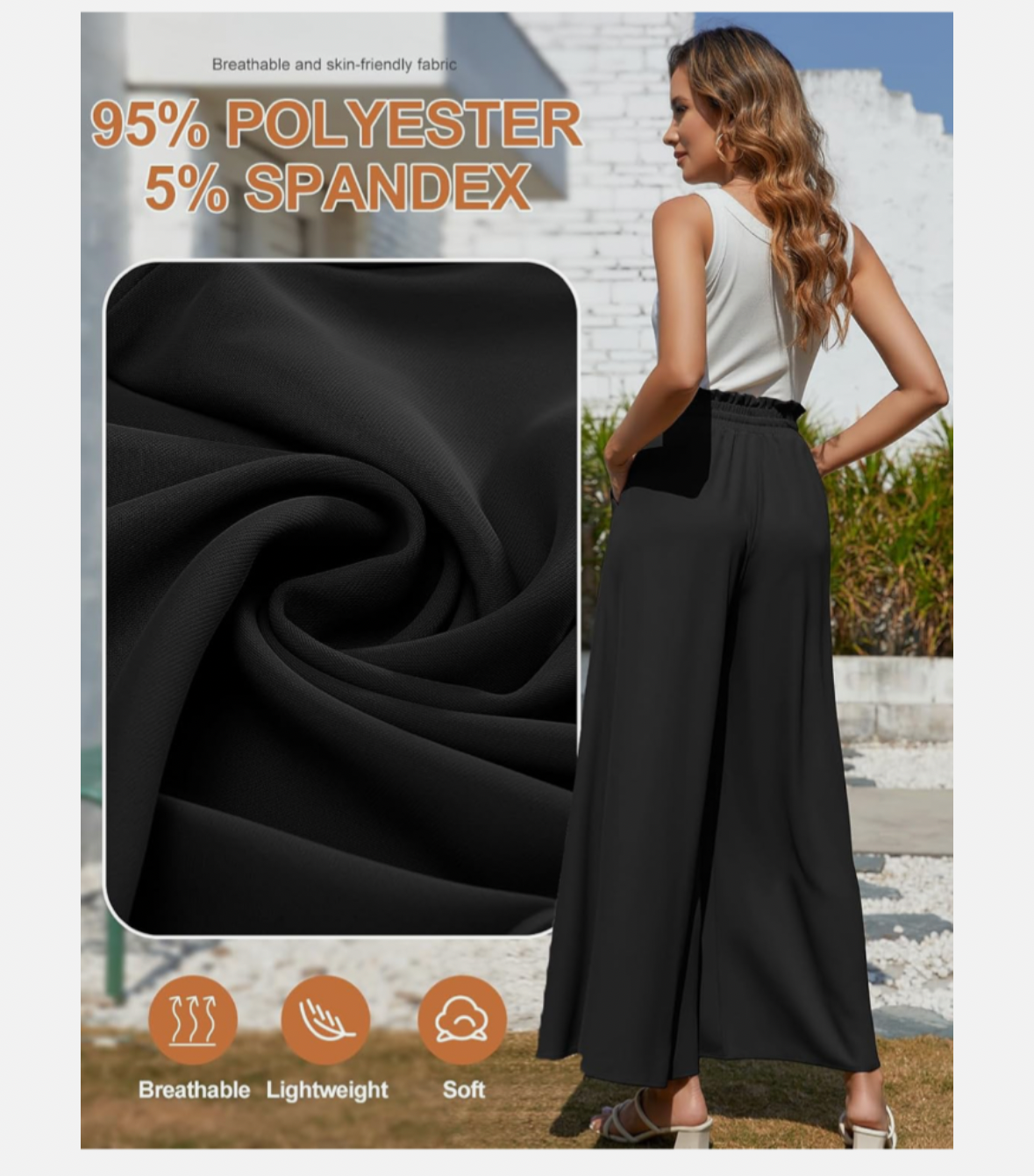 Wide Leg Trousers - Black
