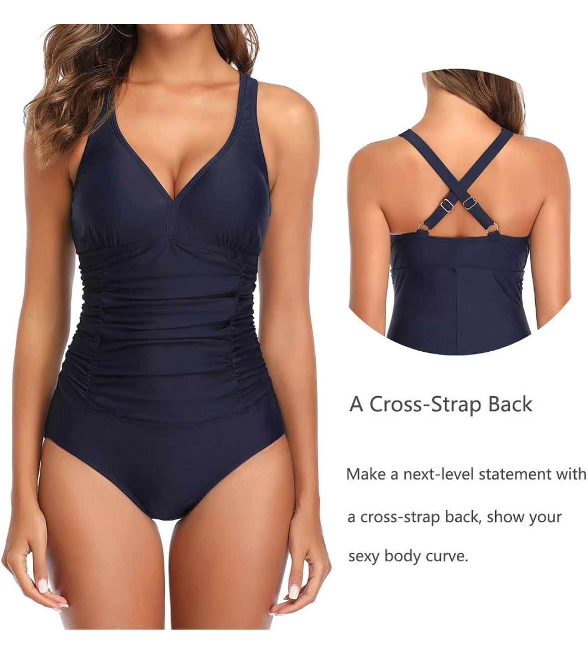 Tummy Control Ruffle Swimsuit - Navy