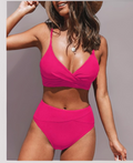 High Waisted Twist Front Bikini Set