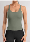 Ribbed Workout Crop Top with Built-In Bra