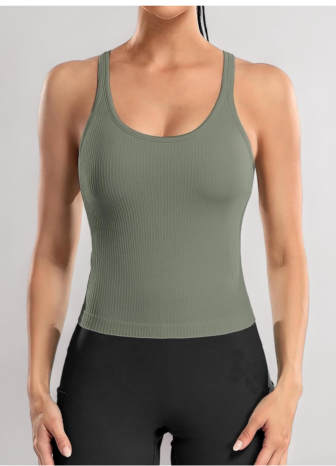 Ribbed Workout Crop Top with Built-In Bra