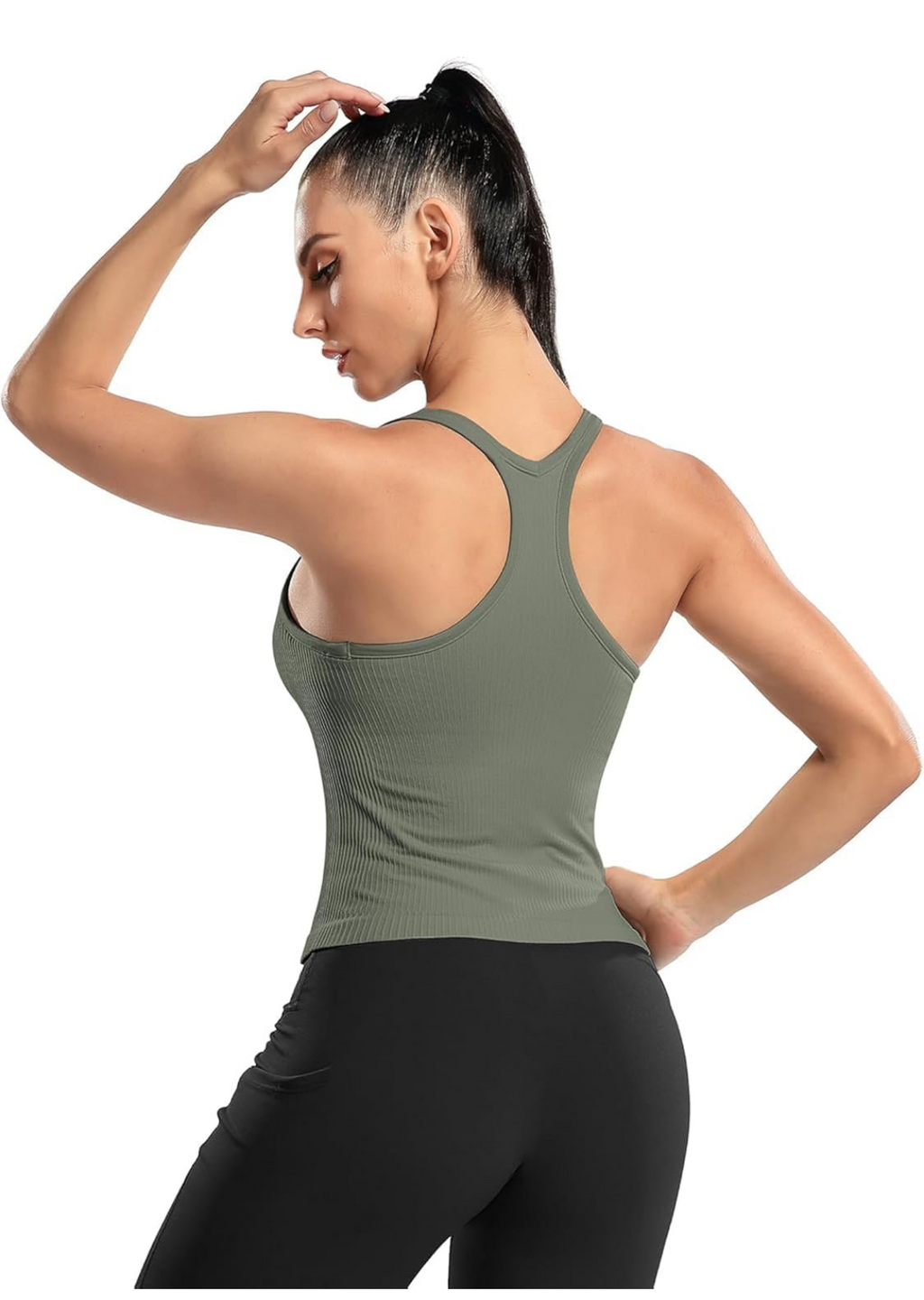 Ribbed Workout Crop Top with Built-In Bra