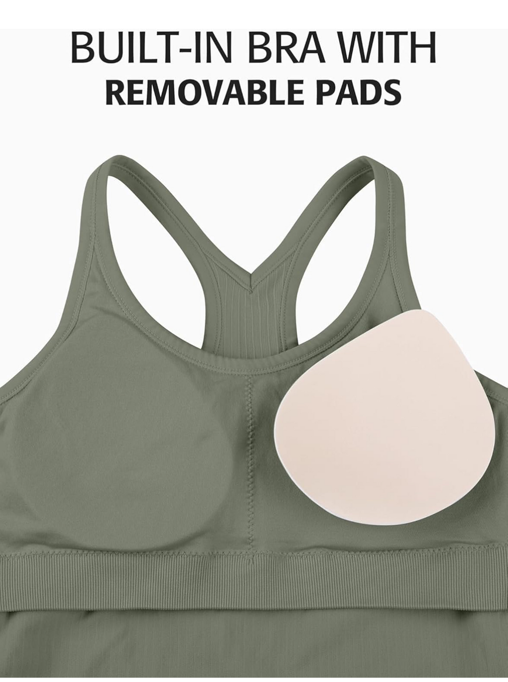Ribbed Workout Crop Top with Built-In Bra