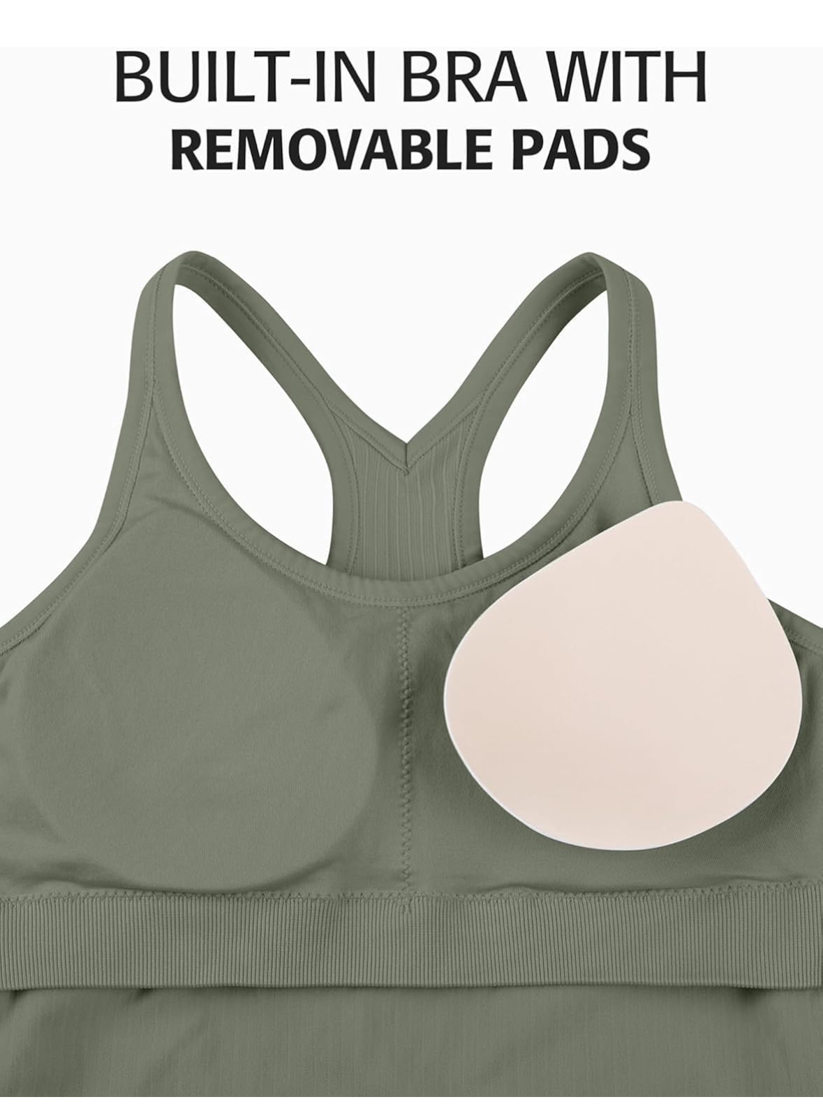 Ribbed Workout Crop Top with Built-In Bra