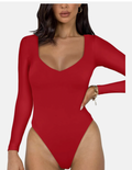 Double Lined Crew Neck Top - Red