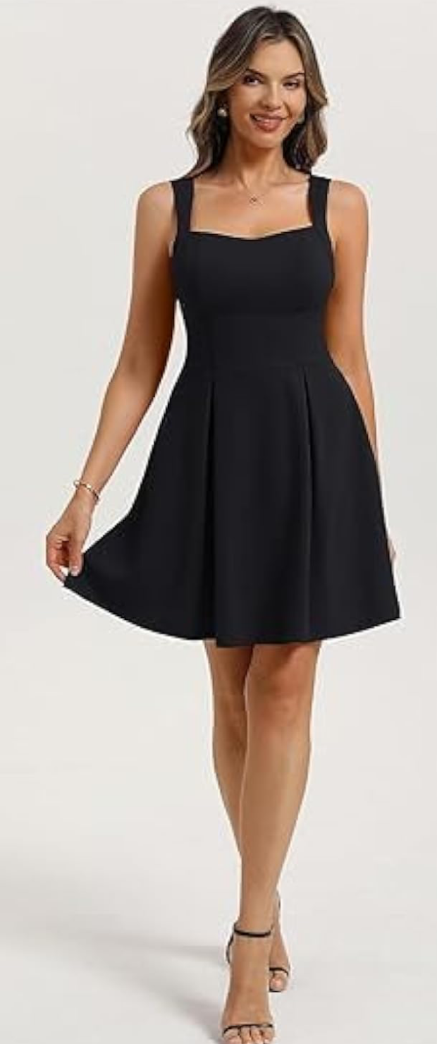 Retro Zipper Back Dress - Black