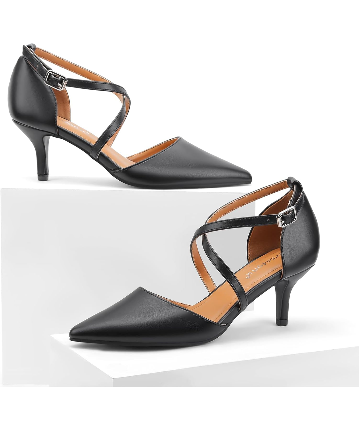 Pointed Toe Kitten Heel Court Shoes