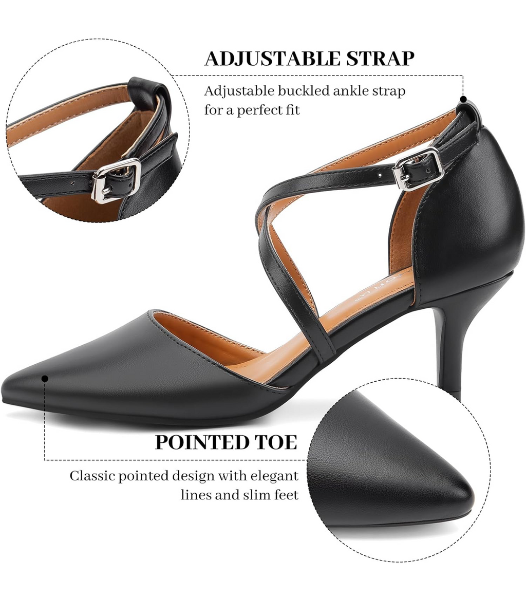 Pointed Toe Kitten Heel Court Shoes