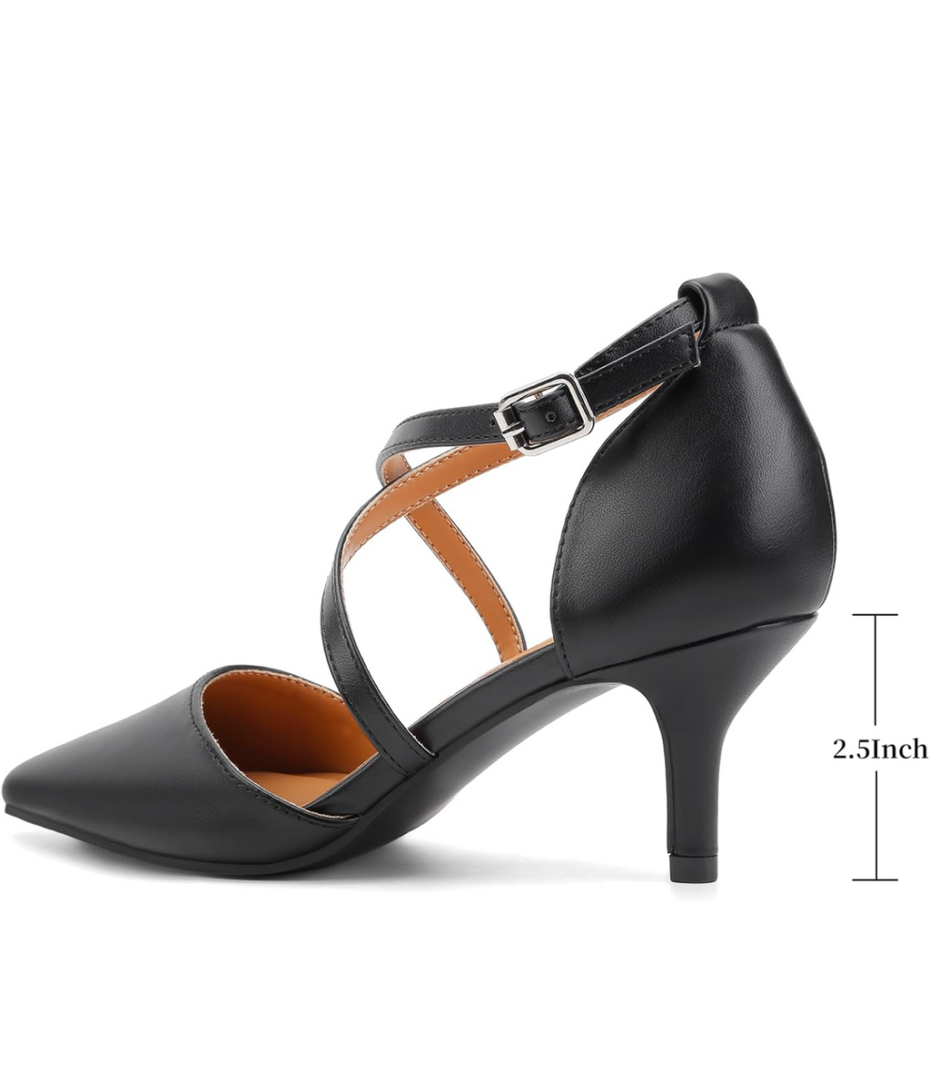 Pointed Toe Kitten Heel Court Shoes