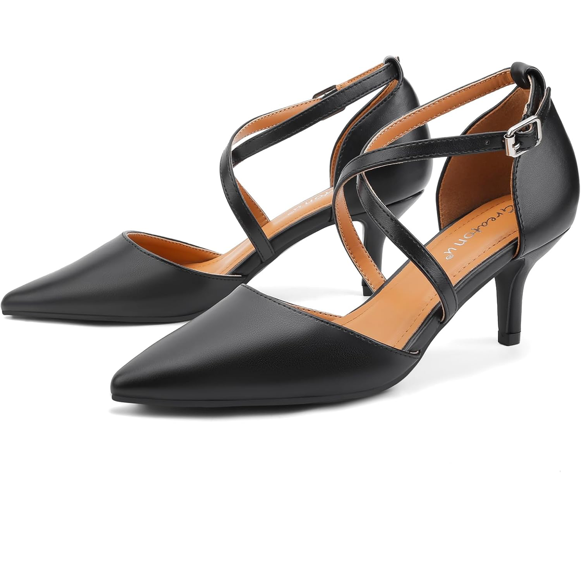Pointed Toe Kitten Heel Court Shoes